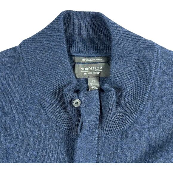 Nordstrom Preppy Old Money Men's Navy 100% Italian Cashmere Sweater Size: XL - Picture 3 of 8